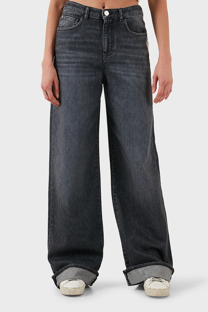 Emporio Armani Pamuklu Relaxed Fit Geniş Paça Vintage Görünümlü