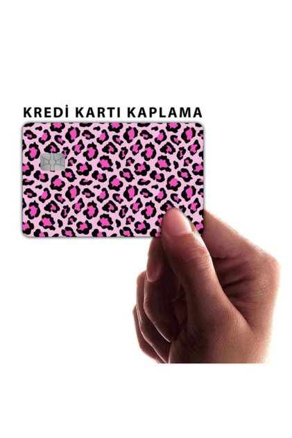 Pink Leopard Theme Design - Papara, Tosla, Bus Card Cover Sticker for Credit Card