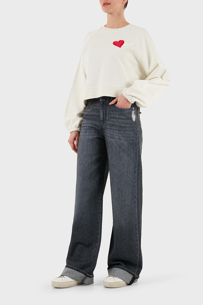 Emporio Armani Pamuklu Relaxed Fit Geniş Paça Vintage Görünümlü