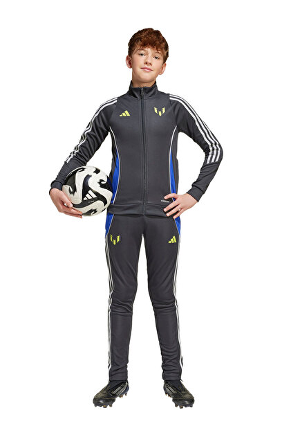 adidas Fermuarlı Yaka Çizgili Siyah Erkek Çocuk Eşofman Üstü
