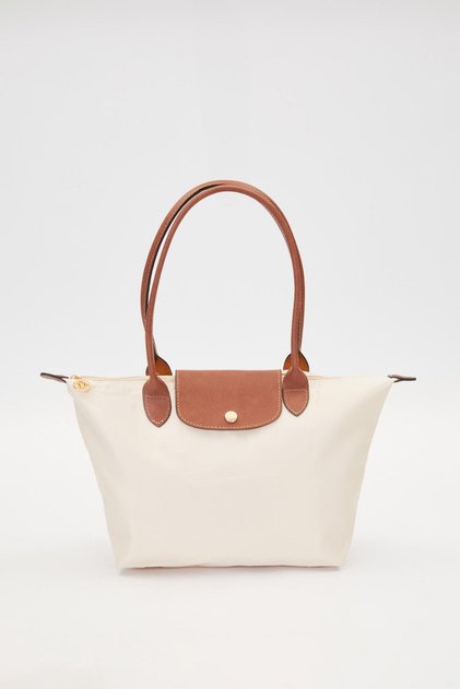 Long Strap Shoulder Bag with Cream Leather Cover