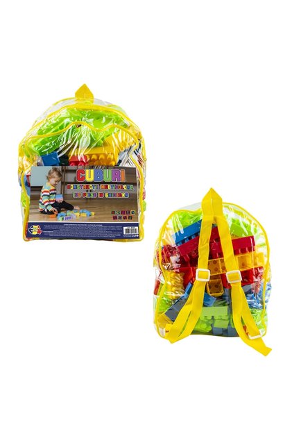 Cuburi Constructii pentru Copii Robentoys, 136 Piese in Ghiozdan, Multicolor