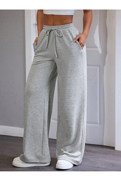 CAONNES Women's Gray Plus Size Baggy Loose Fit Pants Six Stretchy