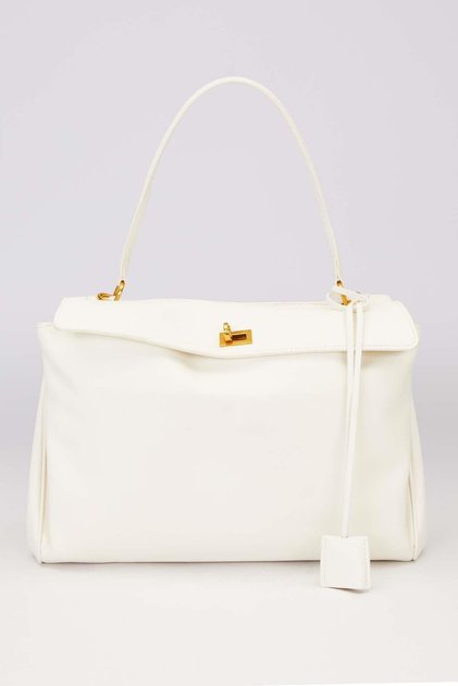 White Gold Lock Detailed Handbag