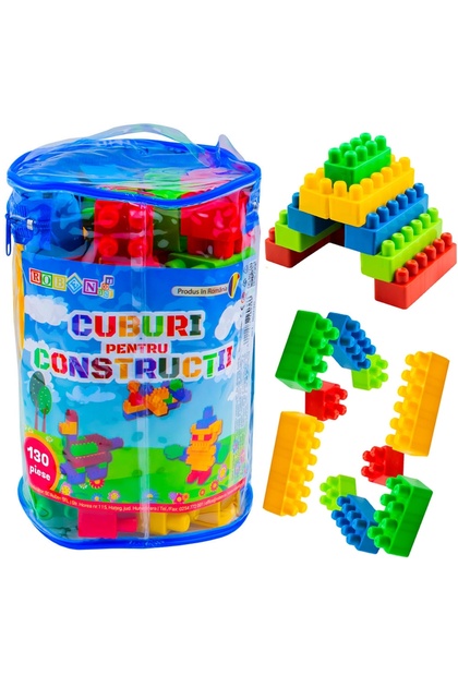 Строителни блокчета Robentoys за деца, 130 части, многоцветни