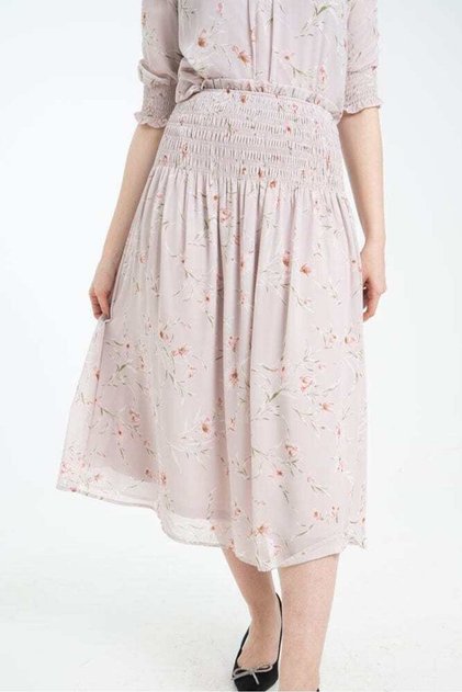 Embroidered Ruffled Midi Skirt