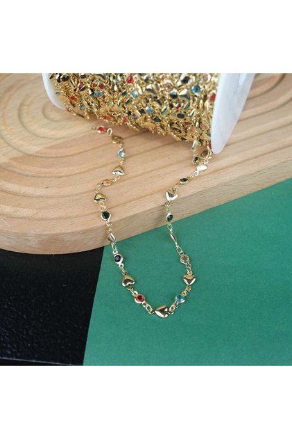 سلسلة معدنية ذهبية مع تفاصيل على شكل قلب، سلسلة نظارات، سلسلة قلادة على شكل حرف Y، طول 1 متر