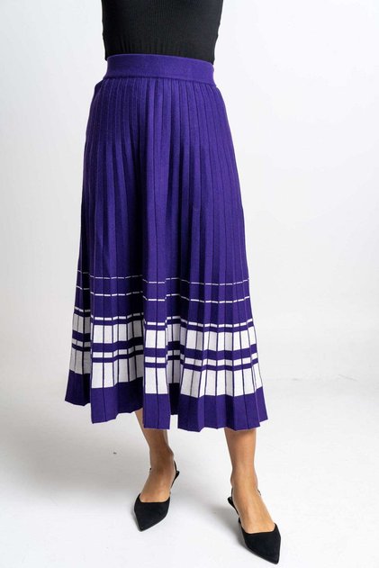 Striped Midi Skirt with Ribbed Detail