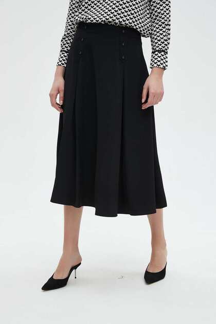 Solid Loose Fit Midi Skirt