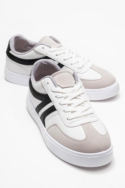 Laced men's sports shoes white black