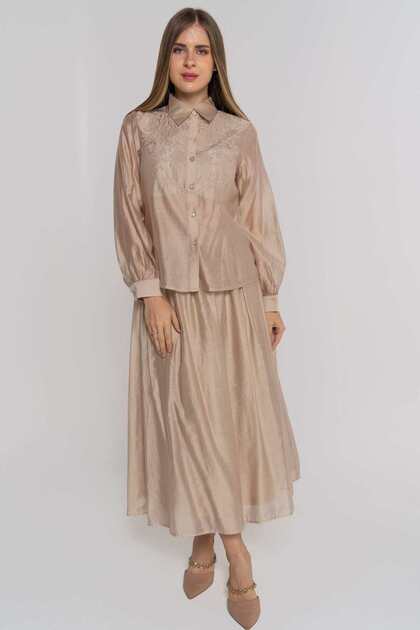 Solid Loose Fit Midi Skirt