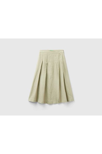 Solid Ruffled Midi Skirt