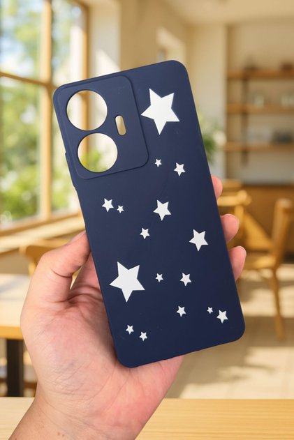 Realme C55 Compatible Mini Star Patterned Silicone Shock-Absorbing Classic Protective Rubber Case