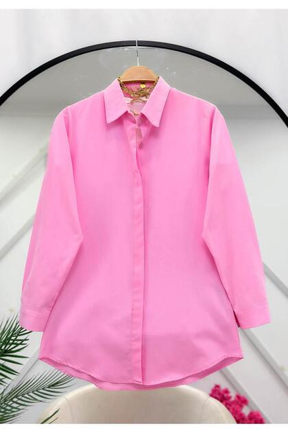 TERYCOTTON BASİC KLASİK GÖMLEK [ gizli düğmeli, 85 cm ort]