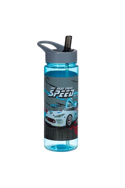 Sticlă de apă cu capac rabatabil, design auto, 650 ml, albastru-gri, plastic