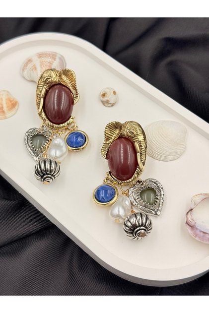 Elephant Detailed Brand Model Dangle Earrings