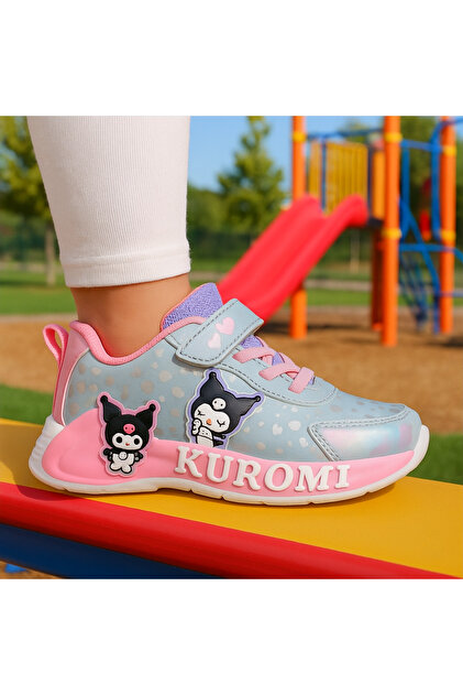 JOJO KIDS kız çocuk ışıklı kuromi deri spor ayakkabı , cırtlı ve