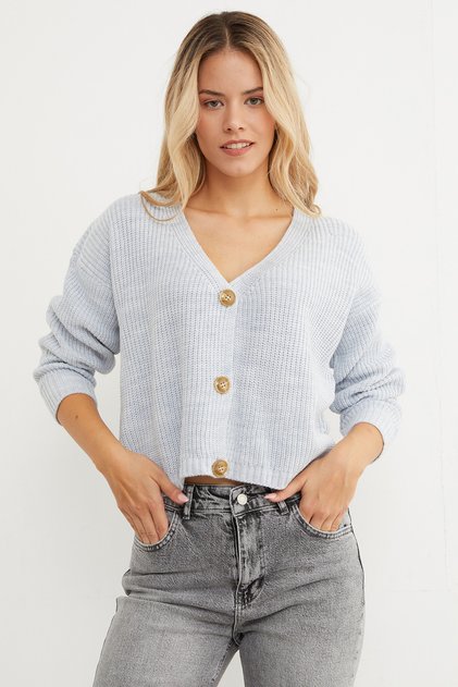 Buttoned V-Neck Knitwear Cardigan