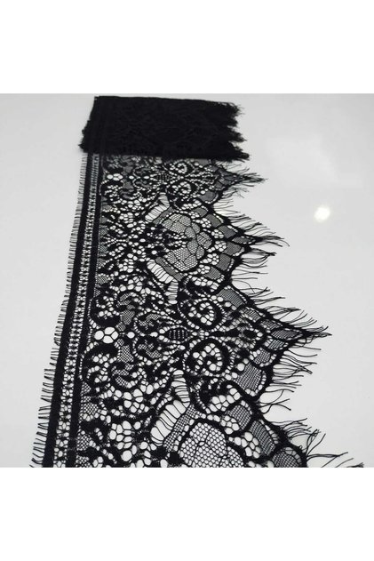 Sakallı Dantel (KOD A454) 19,5 Cm 1 ADET 3 Metre Siyah -Giyim Aksesuarı-iç çamaşır-abiye-DIY