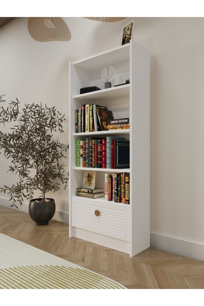 Havana 5 Raflı Kapaklı Kitaplık MDF Dekoratif Kapak Bohem