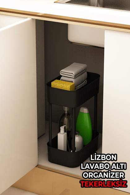 Lizbon Çok Amaçlı 2 Katlı Banyo Organizer Düzenleyici Dolap Içi Tezgah Altı Tekerleksiz Organizer