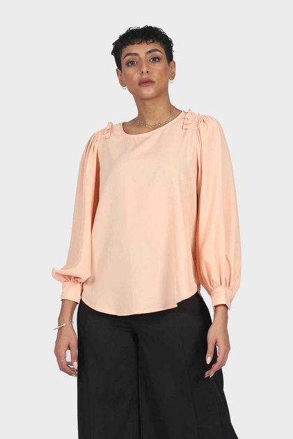 Solid Puff-Sleeve Top