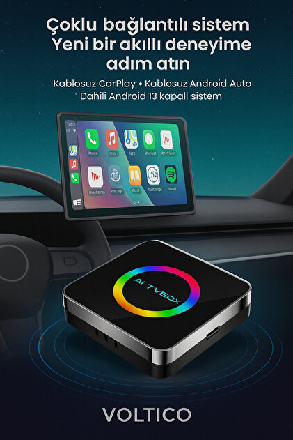 Voltico AI TV Box – Android 13 CarPlay & Android Auto Destekli