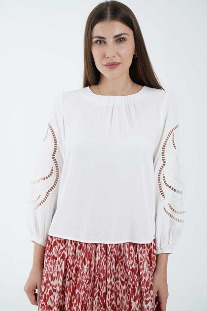 Solid Distressed Long-Sleeve Top
