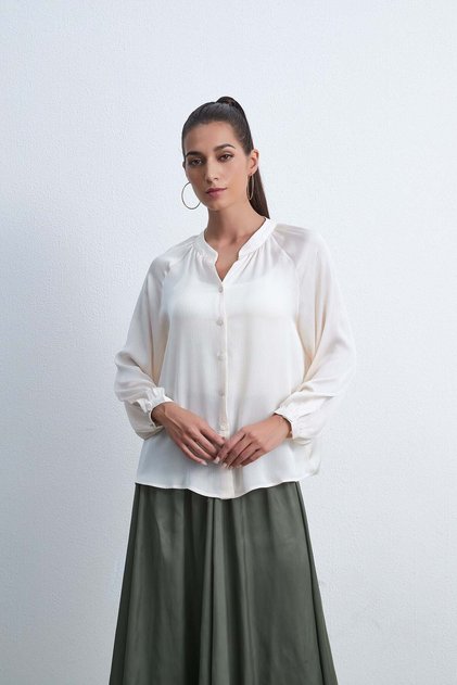 Solid Long-Sleeve Top with Buttons