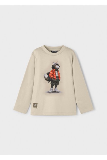 TRICOU CU MANELE LUNGHE PENTRU 4-10 ANI - BEJ