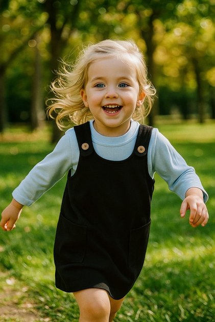 100% Cotton Girl's Salopet Dress 2-Piece Set