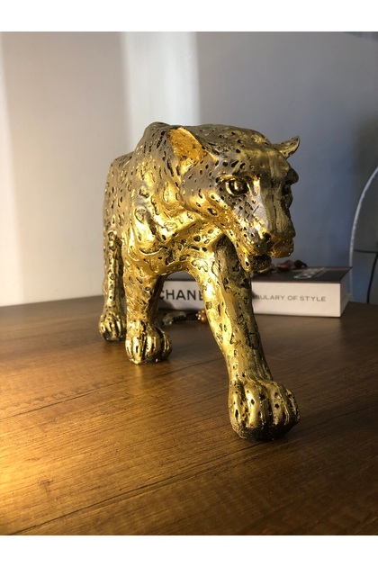 Yürüyen Kaplan Gold Gold Biblo Ev Dekorasyon Ofis Dekor Obje
