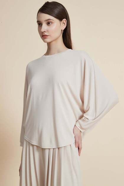 Solid Ribbed Long-Sleeve Top