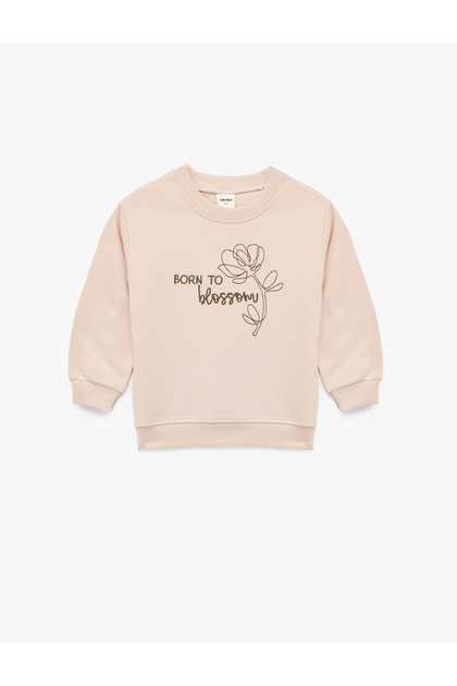 Shardonlu Long Sleeve Crew Neck Embroidered Cotton Sweatshirt