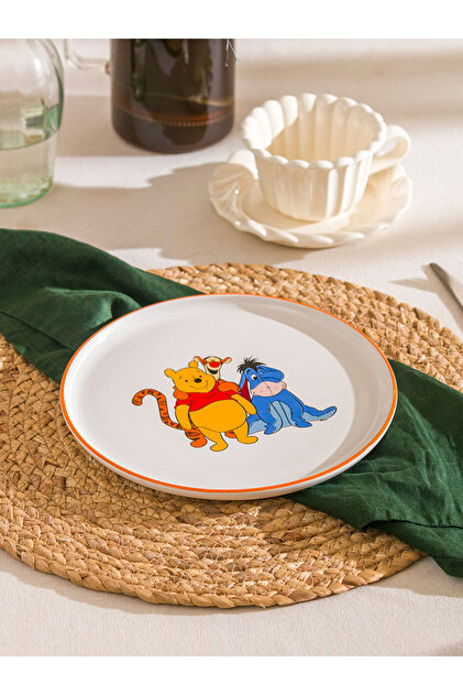 Karişik Winnie the Pooh Baskılı Seramik Tabak 22 cm