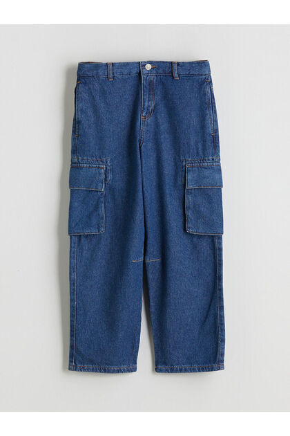 Indigo Loose Fit Boys' Cargo Jeans
