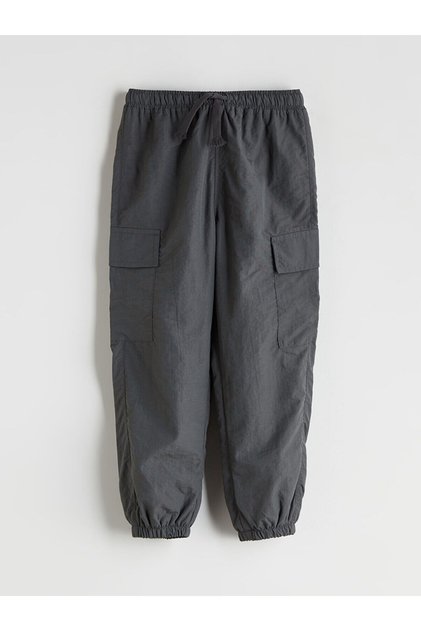 Two Mt Shop Quality Lcw Kids Gray Plain Loose & Wide Elastic Cuff Boys' Jogger Pants