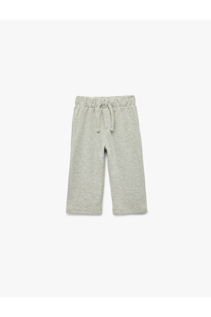 Ribbed Cut-Out Leg Detail Lace-Up Waist Sweatpants