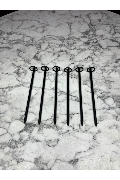 6’lı Halkalı Çadır Kazığı - 25 cm, 8 mm Siyah Mil Çelik