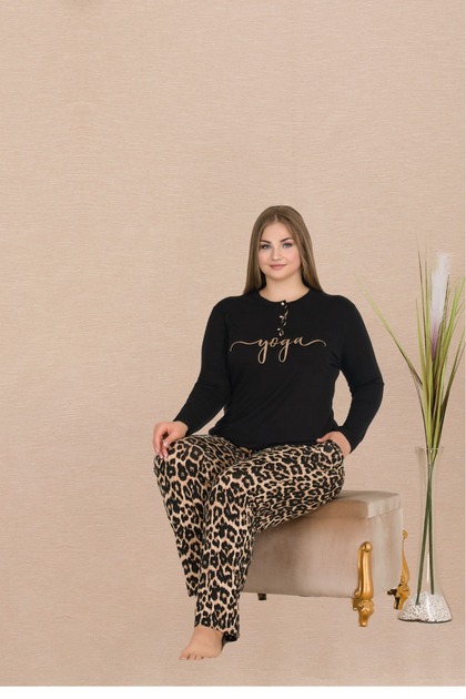 Plus Size Leopard Print Viscose Loungewear & Pajama Set – Comfortable and Stylish
