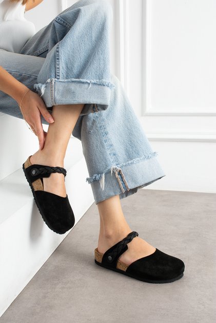 Lugano-S Genuine Leather Cork Sole Orthopedic Slippers