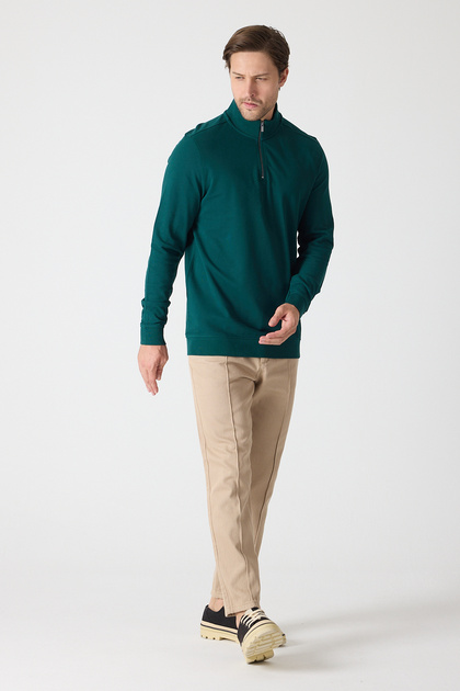 Men's Polo Stand Collar Comfort Long Sleeve Basic T-Shirt