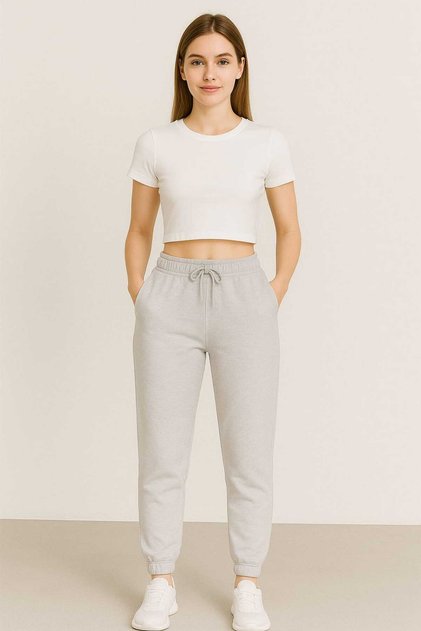 Gray Standard Fit Regular Cut 2 Thread Pockets Comfortable Jogger Sweatpants