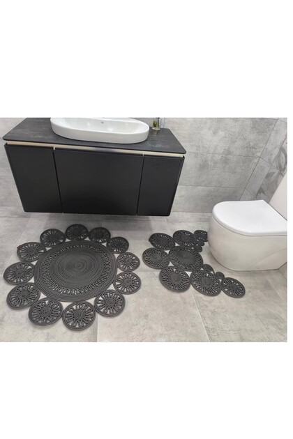 Gng Home Jute Rope Round Double Toilet Front Mat and Bathroom Mat Rug Carpet