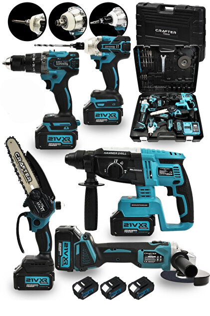 CRAFTERTOOLS 21 V Kömürsüz Motor 5'Li Set Şarjlı Hilti/Şarjlı