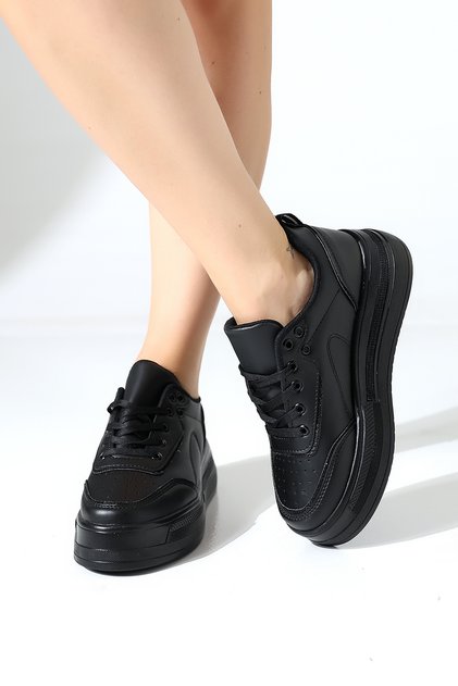 Siyah Kadın Sim Detaylı Günlük Sneaker Ayakkabı -Şık Yüksek Taban - Renk Seçenekleri Ile