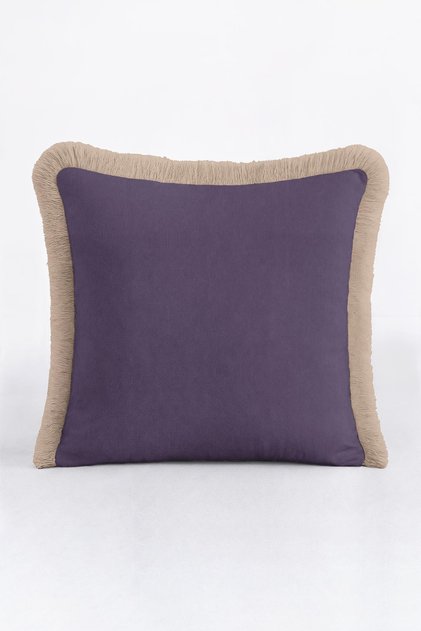 Luxury Purple Fringed Pillowcase-Elegan Bohemian Grey Edged Tassel Throw Pillow Cover