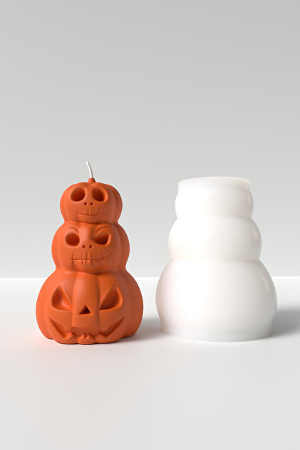 Bal Kabağı Mum Silikon Kalıp - Halloween Mum Profesyonel Silikon Kalıbı 8x5.5cm