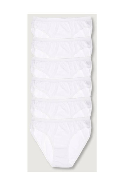 Women's White 6-Pack Bikini Panties 100% Cotton Standard Size (6 Pieces)