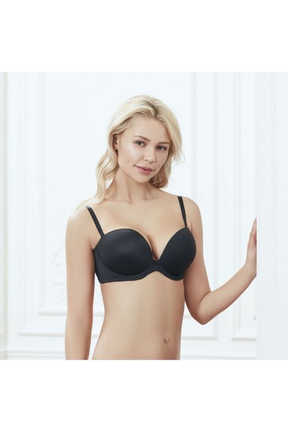 Women's Blue Micro Polyamide Supported Underwire Covered Straps Removable Bra 3150
